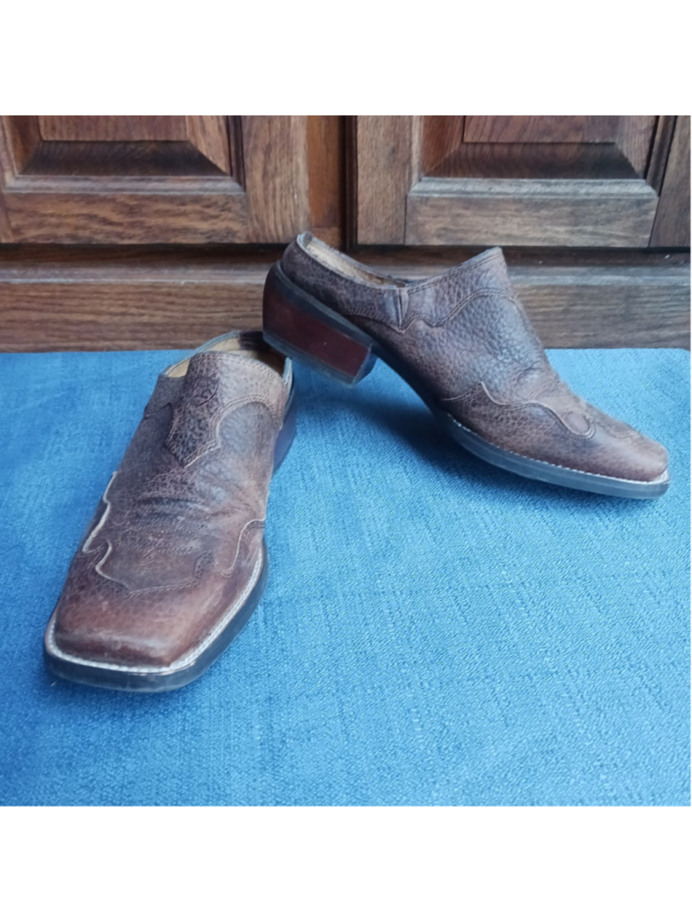 Ariat Leather Women's 6.5 Medallion Mules Brown Leather Square Toe Boho Western
